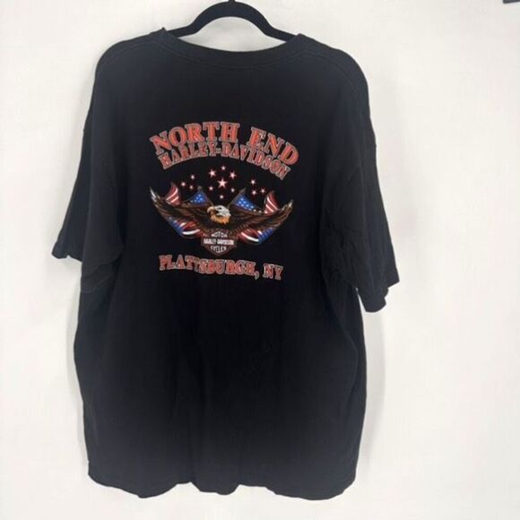 Vintage Harley-Davidson 2002 North End Plattsburgh NY T-Shirt Black XXL Flames - Picture 2 of 11